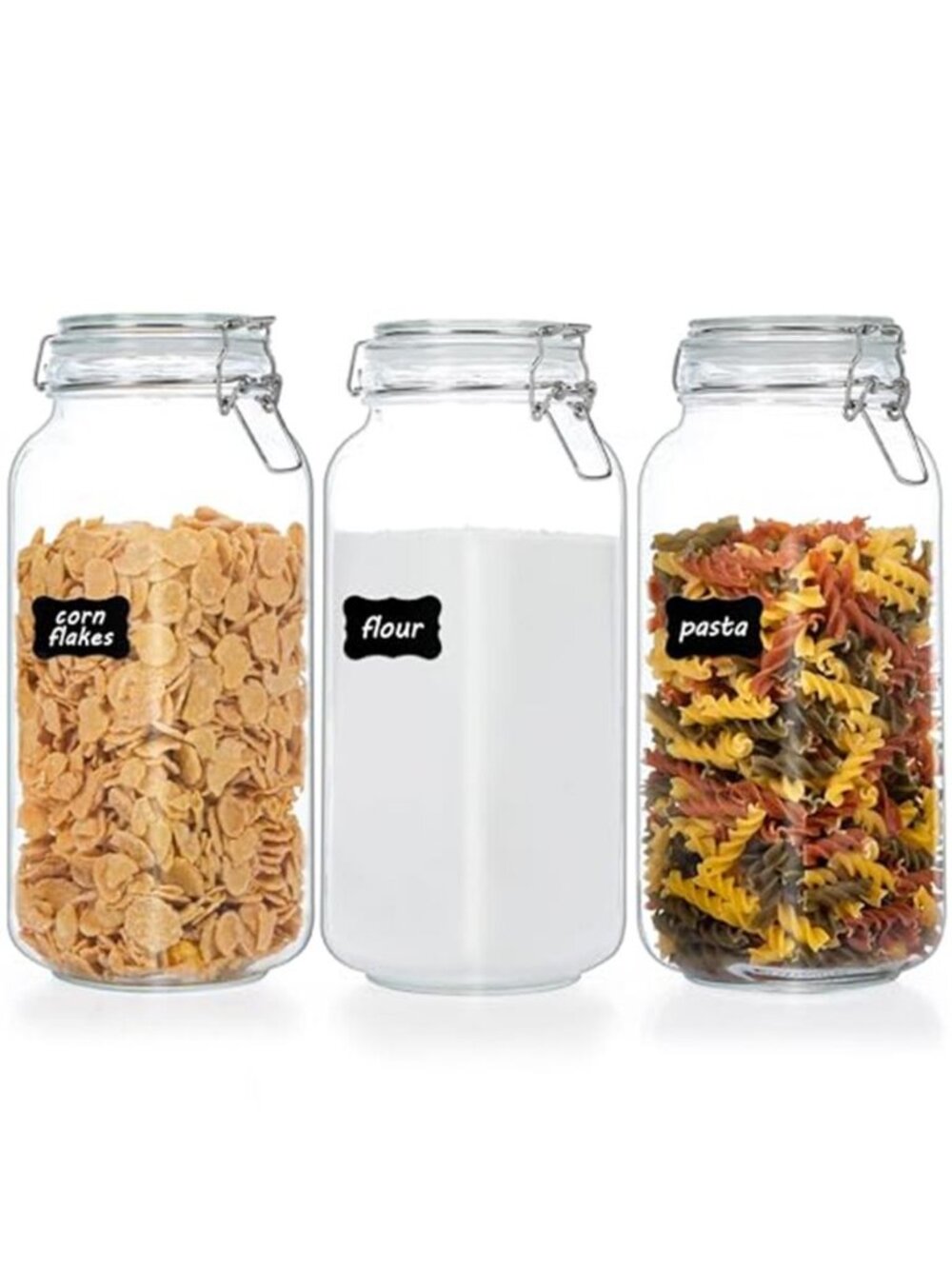 78oz Glass Food Storage Jars with Airtight Clamp Lids, 3 Pack Large Canister